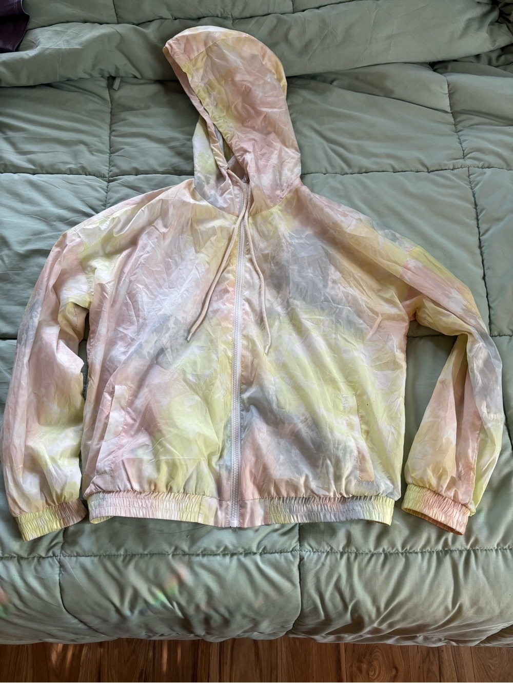 Pastel Tie-Dye Lightweight Hooded Windbreaker